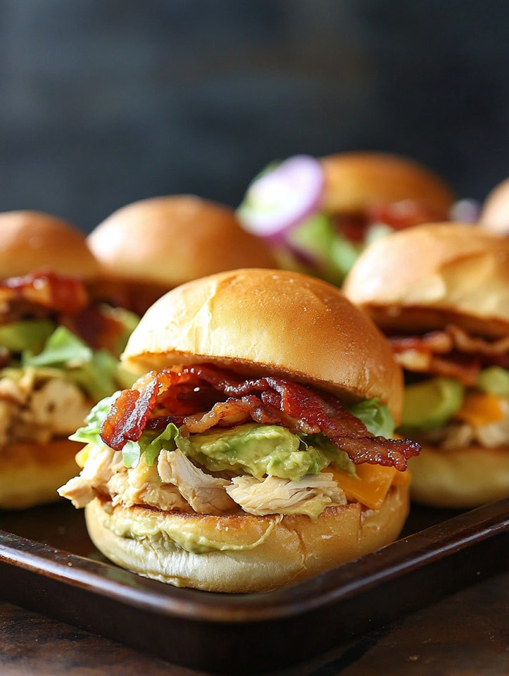 Avocado Ranch Chicken Sliders with Crispy Bacon