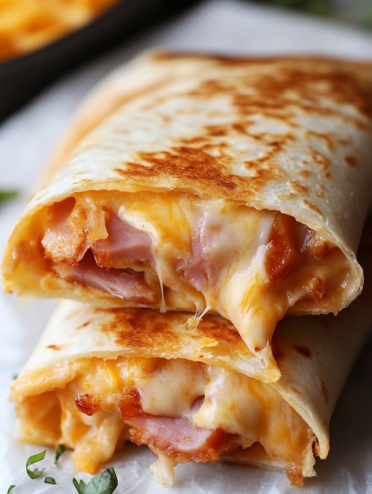 Easy Air Fryer Hot Chicken Ham and Cheese Wraps