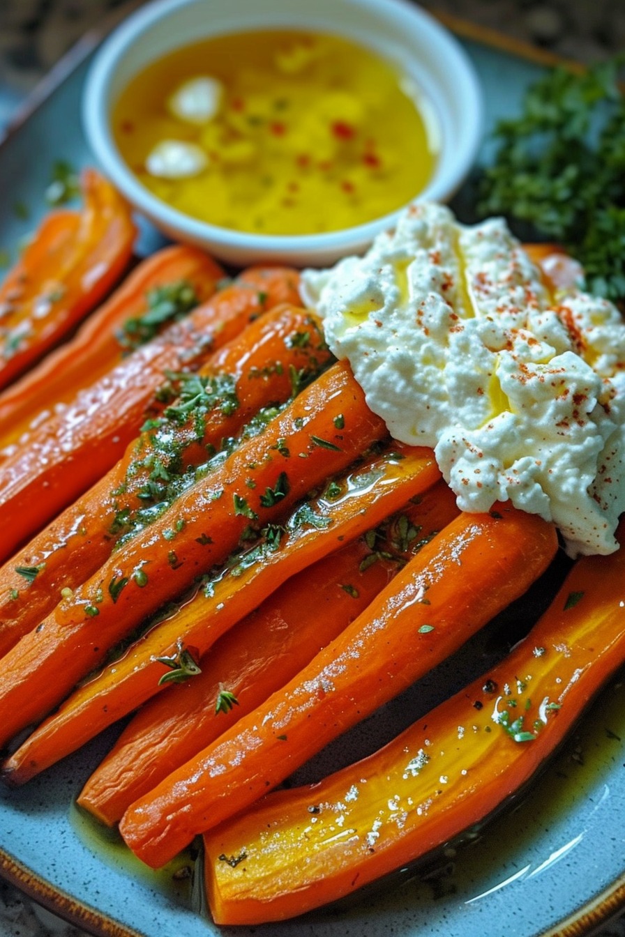 Roasted Carrots with Hot Honey and Whipped Ricotta
