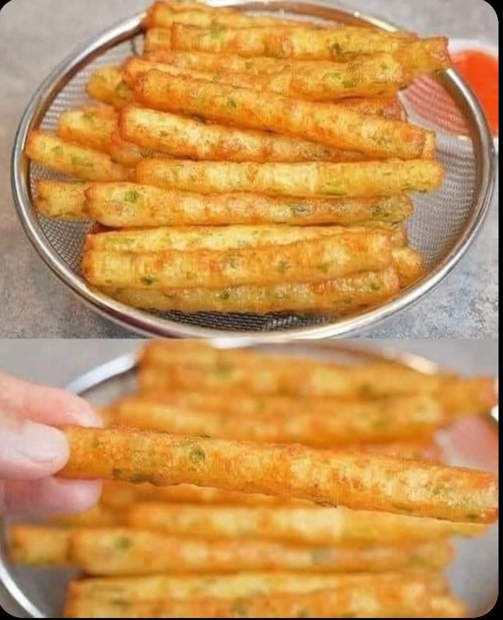 cheese fries made from boiled potatoes