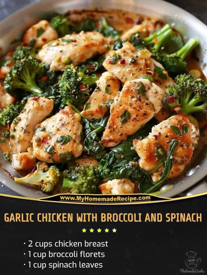 Garlic Chicken with Broccoli and Spinach