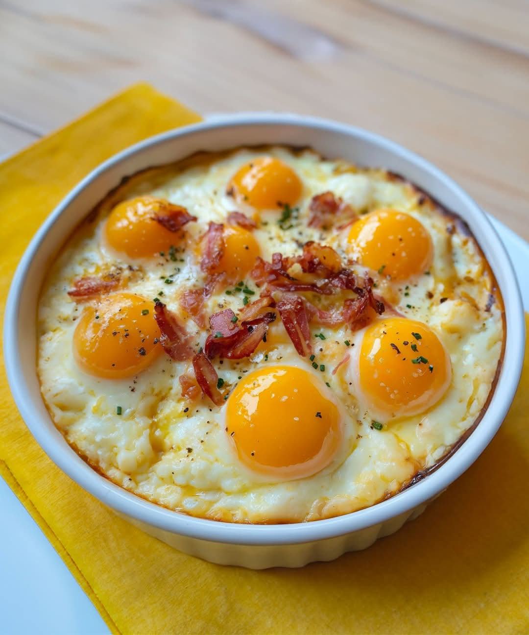 Enjoy Eggs Cocotte with Reblochon and Bacon: A Mountain Delight to Warm Your Taste Buds