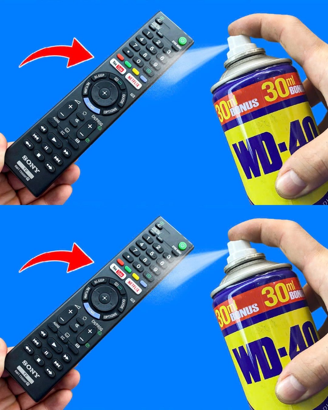 Take regular WD-40 and repair all the remote controls in your home.