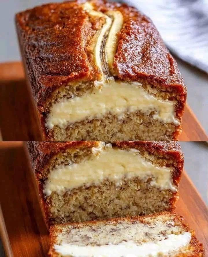 Cream Cheese Stuffed Banana Bread