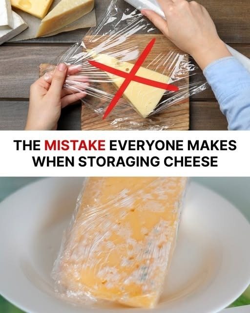Many people wrap cheese in plastic wrap and put it in the fridge, but that’s a mistake: doing so can cause mold to form. Here’s the best way to store it 👇😉