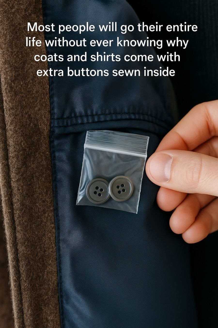 Most people will go their entire life without ever knowing why coats and shirts come with extra buttons sewn inside