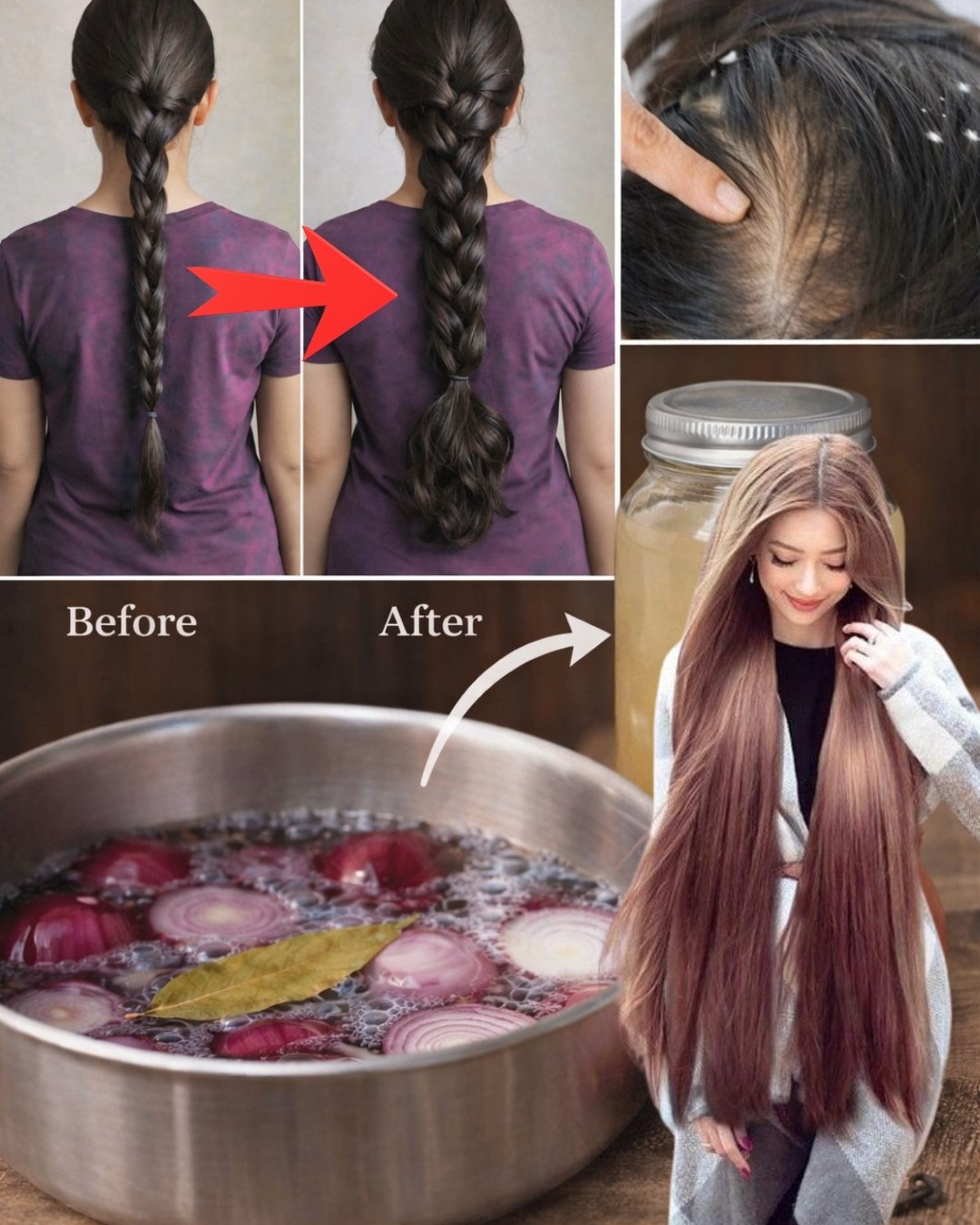How to Grow Long, Thick Hair with Onion | After Doing This, Your Hair Will Never Stop Growing