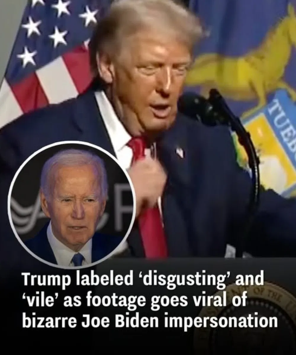 Trump labeled ‘disgu:sting’ and ‘vi:le’ as footage goes viral of bizarre Joe Biden impersonation
