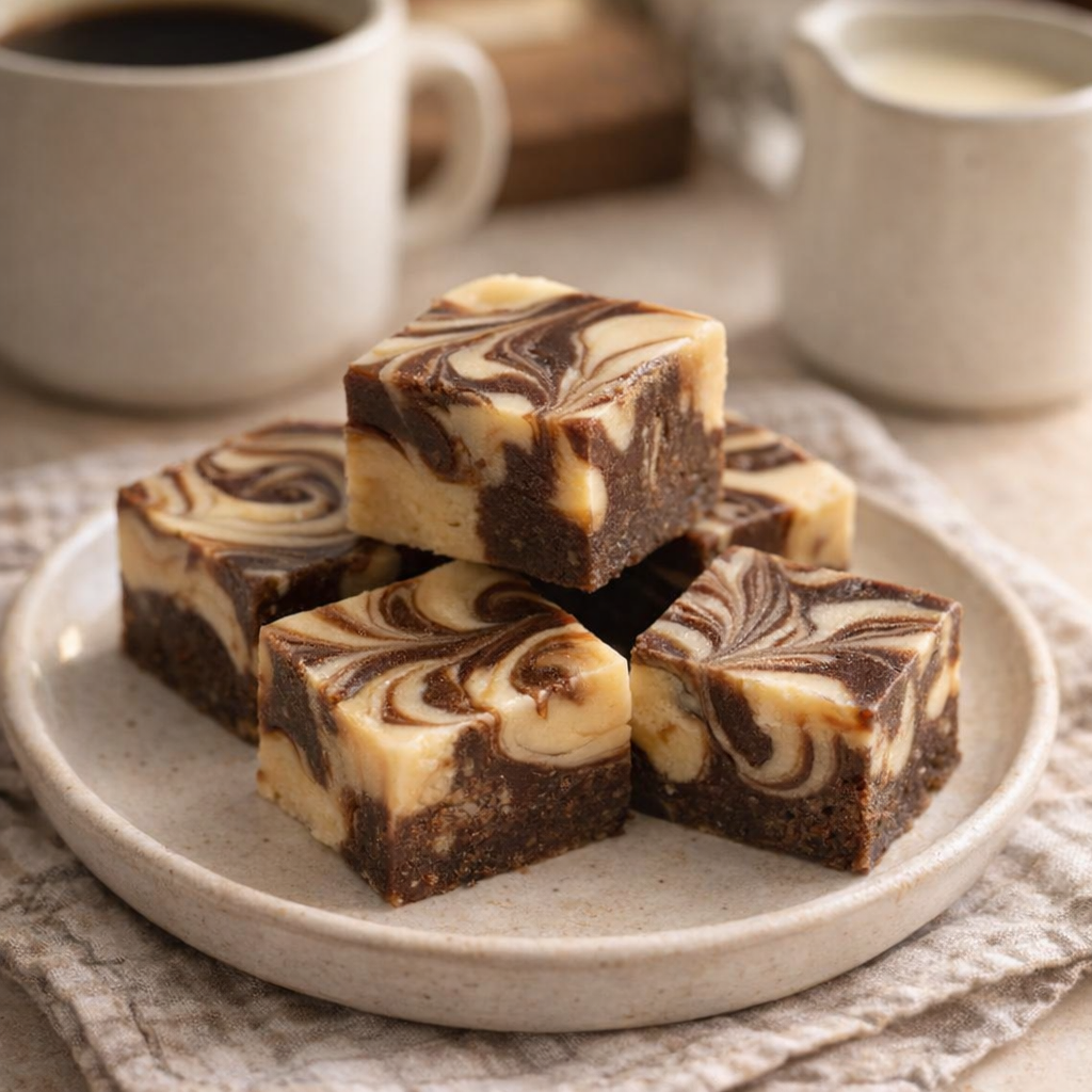 Different fudge variation squares on a small plate