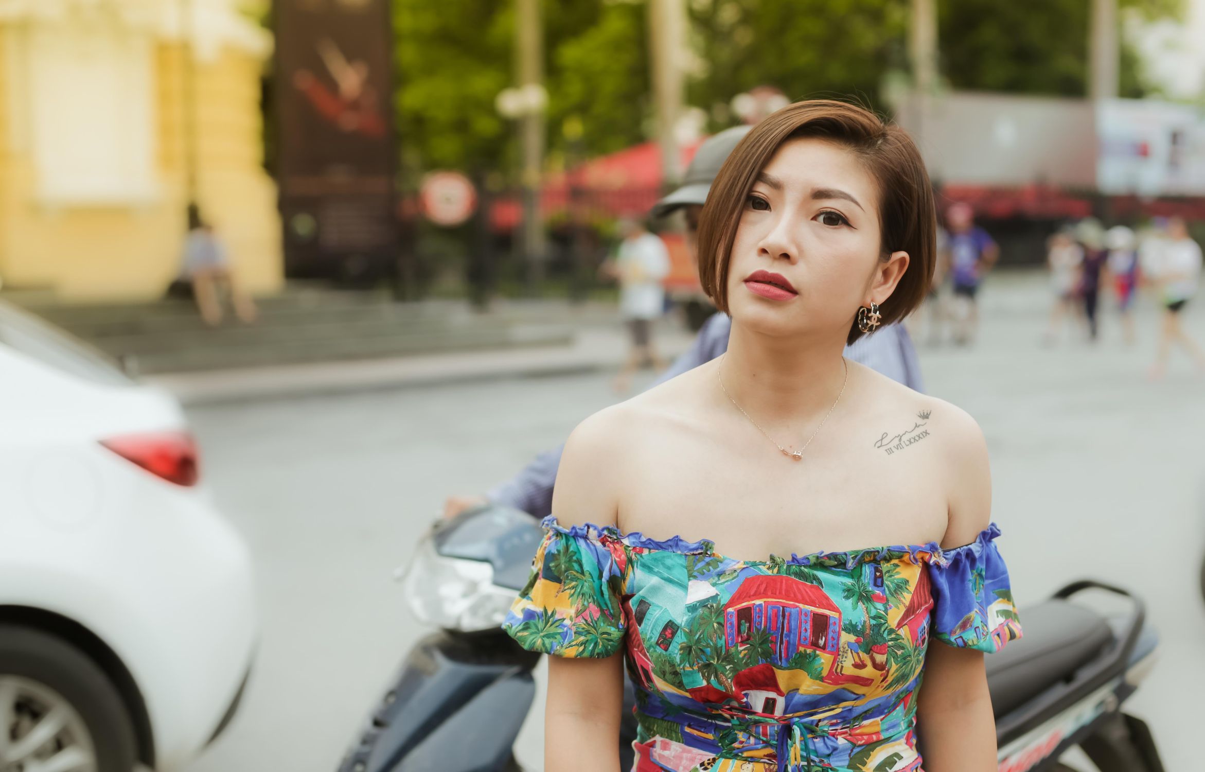 Woman Wearing Off Shoulder Top